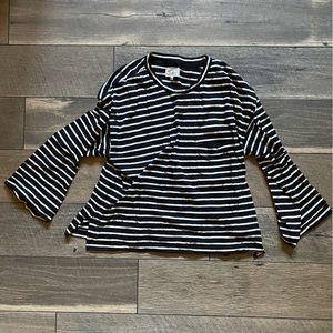 Lou & Grey || Striped Cropped Sleeve Top